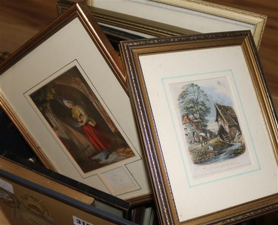 A collection of Baxter prints, etc., largest 17.5 x 14cm